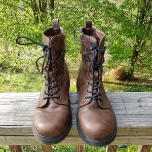 Brown Combat/Tie-Up Boots Size 10